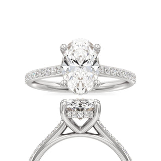 Cathedral Prong Set Hidden Halo Round Engagement Ring