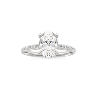 Cathedral Prong Set Hidden Halo Marquise Engagement Ring