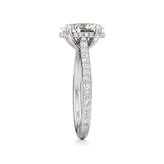 Cathedral Prong Set Hidden Halo Marquise Engagement Ring