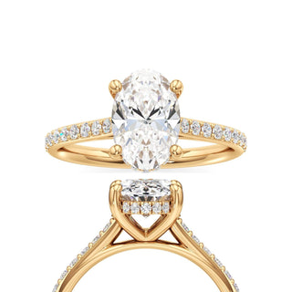 Cathedral Prong Set Hidden Halo Round Engagement Ring