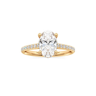 Cathedral Prong Set Hidden Halo Marquise Engagement Ring