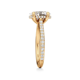 Cathedral Prong Set Hidden Halo Marquise Engagement Ring