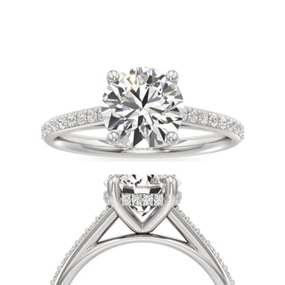 Cathedral Prong Set Hidden Halo Round Engagement Ring