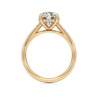 Cathedral Prong Set Hidden Halo Marquise Engagement Ring