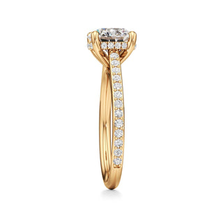 Cathedral Prong Set Hidden Halo Marquise Engagement Ring