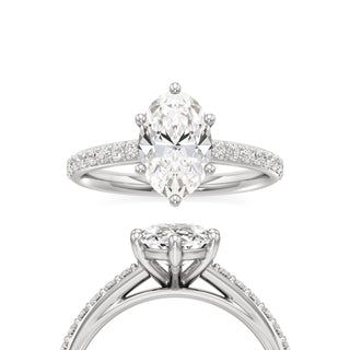 Cathedral Prong Set Six Prong Marquise Engagement Ring