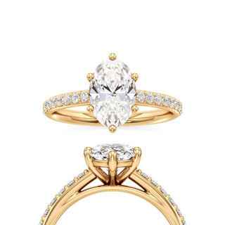 Cathedral Prong Set Six Prong Marquise Engagement Ring
