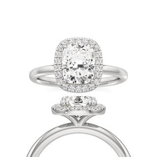 Celeste Elongated Cushion Halo Plain Band