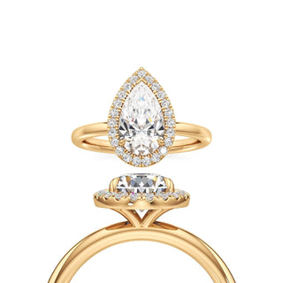 Celeste Pear Halo Plain Band