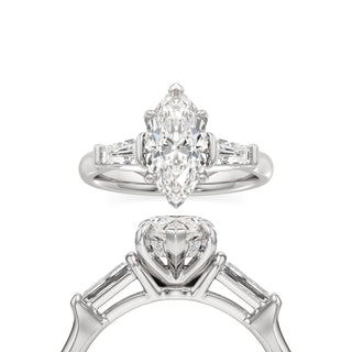Christal Round Three Stone Tapered Baguette