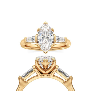 Christal Round Three Stone Tapered Baguette