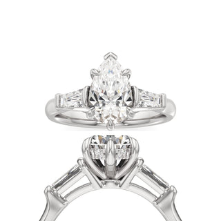 Christal Round Three Stone Tapered Baguette