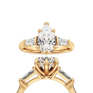 Christal Round Three Stone Tapered Baguette
