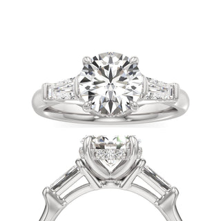 Christal Round Three Stone Tapered Baguette