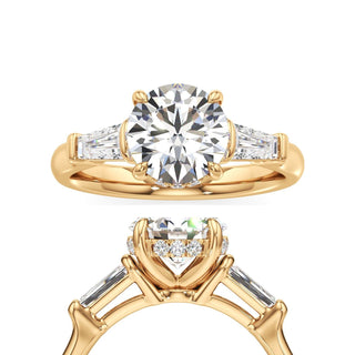 Christal Round Three Stone Tapered Baguette