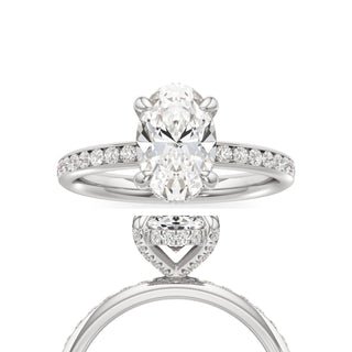 Classic Channel Set Diamond Basket Pear Engagement Ring