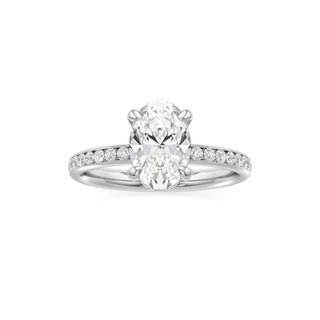 Classic Channel Set Diamond Basket Pear Engagement Ring