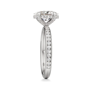 Classic Channel Set Diamond Basket Pear Engagement Ring