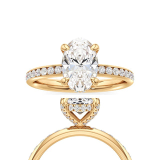 Classic Channel Set Diamond Basket Pear Engagement Ring