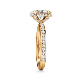 Classic Channel Set Diamond Basket Pear Engagement Ring