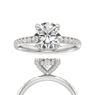 Classic Channel Set Diamond Basket Pear Engagement Ring