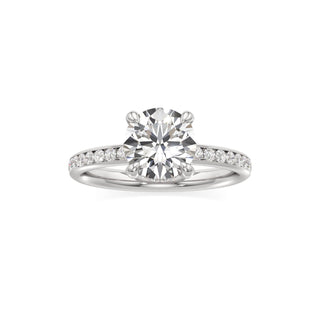 Classic Channel Set Diamond Basket Pear Engagement Ring