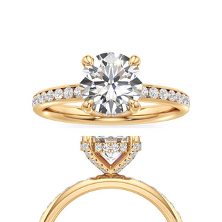 Classic Channel Set Diamond Basket Pear Engagement Ring