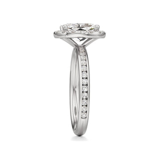 Classic Channel Set Halo Elongated Cushion Engagement Ring