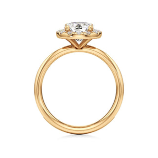 Classic Channel Set Halo Elongated Cushion Engagement Ring