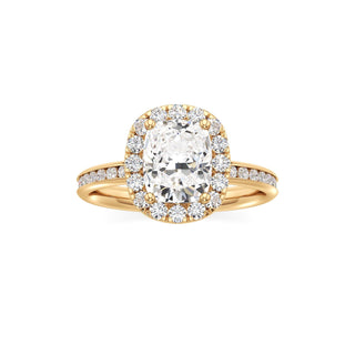 Classic Channel Set Halo Elongated Cushion Engagement Ring