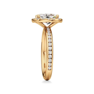 Classic Channel Set Halo Elongated Cushion Engagement Ring