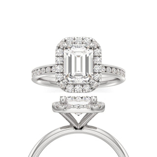 Classic Channel Set Halo Elongated Cushion Engagement Ring