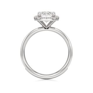 Classic Channel Set Halo Elongated Cushion Engagement Ring