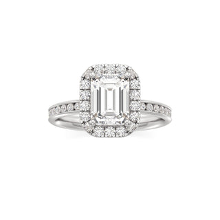 Classic Channel Set Halo Elongated Cushion Engagement Ring