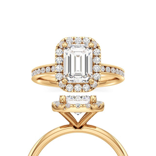 Classic Channel Set Halo Elongated Cushion Engagement Ring