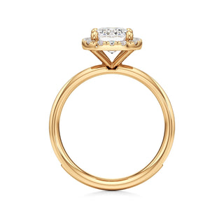 Classic Channel Set Halo Elongated Cushion Engagement Ring