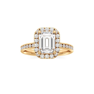 Classic Channel Set Halo Elongated Cushion Engagement Ring