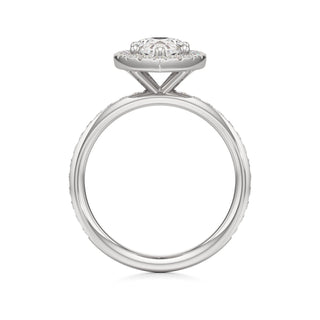 Classic Channel Set Halo Elongated Cushion Engagement Ring