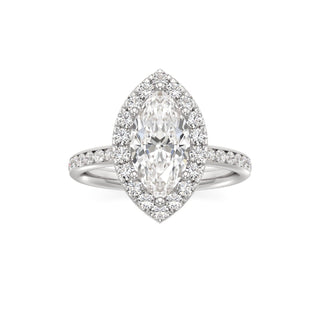 Classic Channel Set Halo Elongated Cushion Engagement Ring