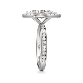 Classic Channel Set Halo Elongated Cushion Engagement Ring