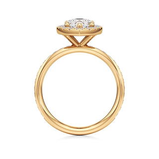 Classic Channel Set Halo Elongated Cushion Engagement Ring