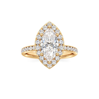 Classic Channel Set Halo Elongated Cushion Engagement Ring