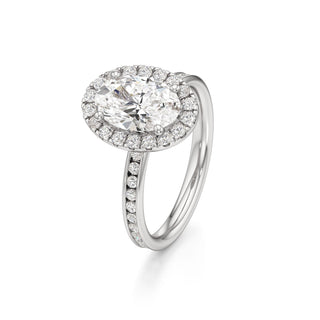 Classic Channel Set Halo Elongated Cushion Engagement Ring