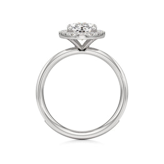 Classic Channel Set Halo Elongated Cushion Engagement Ring