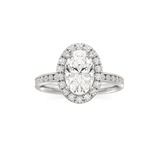 Classic Channel Set Halo Elongated Cushion Engagement Ring