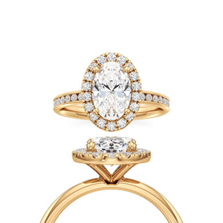 Classic Channel Set Halo Elongated Cushion Engagement Ring
