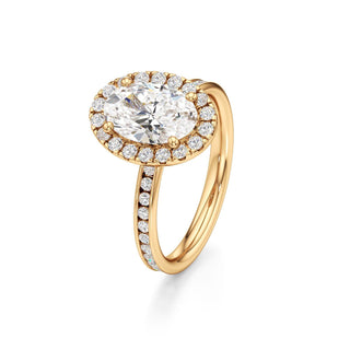 Classic Channel Set Halo Elongated Cushion Engagement Ring