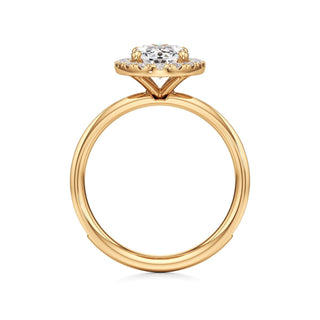Classic Channel Set Halo Elongated Cushion Engagement Ring