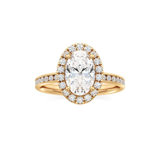 Classic Channel Set Halo Elongated Cushion Engagement Ring