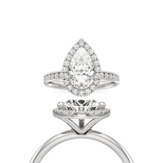 Classic Channel Set Halo Elongated Cushion Engagement Ring